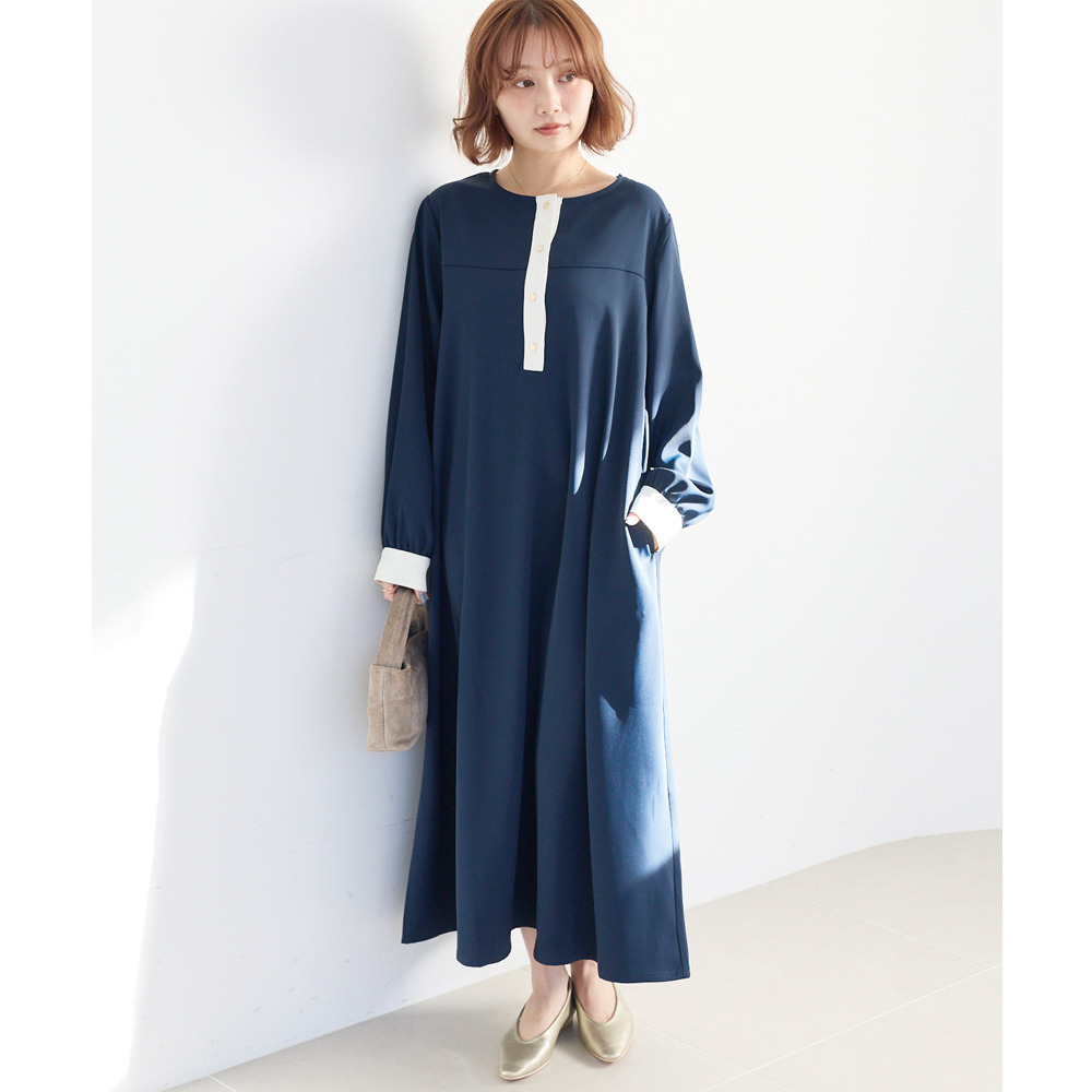 バイカラージョーゼットワンピース LL/3L/4L/5L ラビアンジェ1