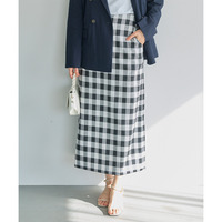 【洗える】ギンガムチェックナロースカート　LL/3L/4L/5L　オフィスカジュアル　ラビアンジェ