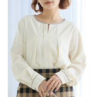 【洗える】パイピング配色ブラウス　LL/3L/4L/5L　セレモニー　オフィスカジュアル　ラビアンジェ