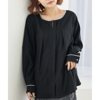 【洗える】パイピング配色ブラウス　LL/3L/4L/5L　セレモニー　オフィスカジュアル　ラビアンジェ