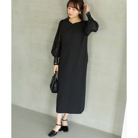 シアースリーブ切替ワンピース　LL/3L/4L/5L　セレモニー　ラビアンジェ