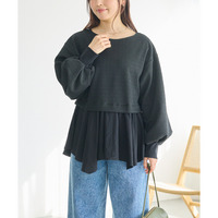 【洗える】カットツイード異素材プルオーバー　LL/3L/4L/5L　セレモニー　オフィスカジュアル　ラビアンジェ