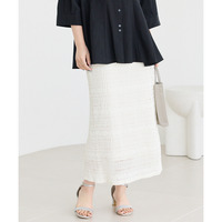 【洗える】レースプリーツナロースカート　LL/3L/4L　オンオフ兼用　オフィスカジュアル　ラビアンジェ