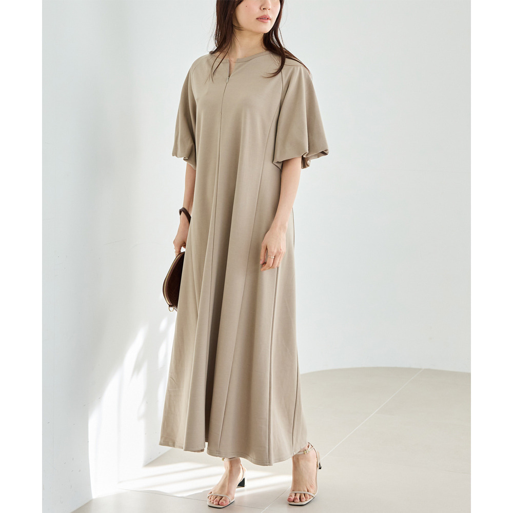 【好機能シリーズ】2WAYボリュームスリーブワンピース　接触冷感・吸水速乾 ｜LL/3L/4L/5L　オフィスカジュアル　オンオフ兼用　ラビアンジェ