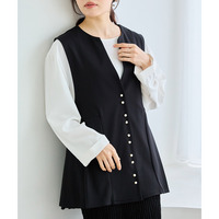 【好機能シリーズ】接触冷感・吸水速乾｜ダブルパール釦タックベスト　LL/3L/4L/5L　セレモニー　オフィスカジュアル　ラビアンジェ