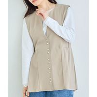 【好機能シリーズ】接触冷感・吸水速乾｜ダブルパール釦タックベスト　LL/3L/4L/5L　セレモニー　オフィスカジュアル　ラビアンジェ