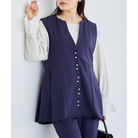 【好機能シリーズ】接触冷感・吸水速乾｜ダブルパール釦タックベスト　LL/3L/4L/5L　セレモニー　オフィスカジュアル　ラビアンジェ