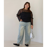 【Sasaki Miki× LAVEANGE】オーバーダイデニムパンツ　5L　ラビアンジェ