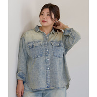 【Sasaki Miki× LAVEANGE】オーバーダイデニムシャツ 4L/5L ラビアンジェ