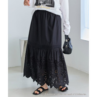刺繍レースフレアスカート LL/3L/4L/5L 万能 らくちん ラビアンジェ