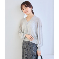 【洗える】ダブルパール釦シアーニットカーディガン　LL/3L/4L/5L　オフィスカジュアル　オンオフ兼用　ラビアンジェ