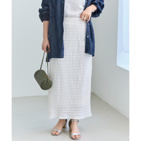 ジャガードシャーリングナロースカート　LL/3L/4L/5L　きれいめカジュアル　オンオフ兼用　ラビアンジェ