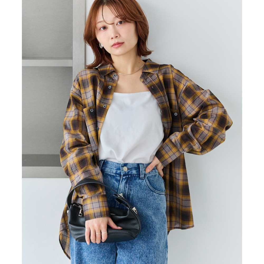 シアーチェックシャツ ラビアンジェ　体型カバー　LL/3L/4L　