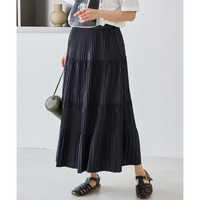 プリーツティアードロングスカート LL/3L/4L/5L きれいめカジュアル オンオフ兼用 ラビアンジェ
