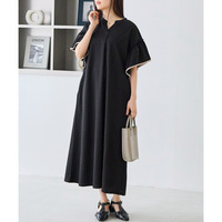 【好機能シリーズ】接触冷感｜トリコットフリルスリーブワンピース　LL/3L/4L/5L　きれいめ　ラビアンジェ