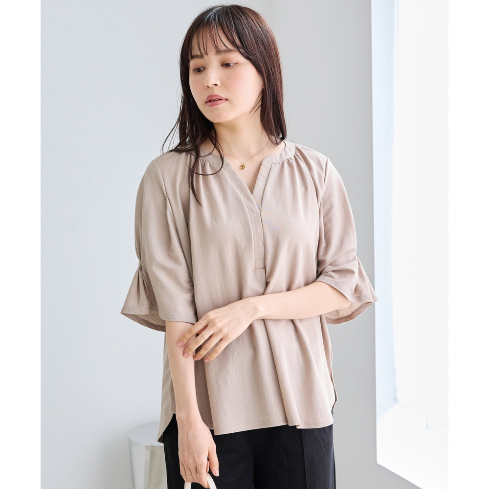 【好機能シリーズ】接触冷感｜トリコットスキッパープルオーバー　LL/3L/4L/5L　オフィスカジュアル　ラビアンジェ