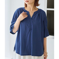 【好機能シリーズ】接触冷感｜トリコットスキッパープルオーバー　LL/3L/4L/5L　オフィスカジュアル　ラビアンジェ