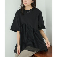 チュール切替プルオーバー　LL/3L/4L/5L　大人カジュアル　ラビアンジェ