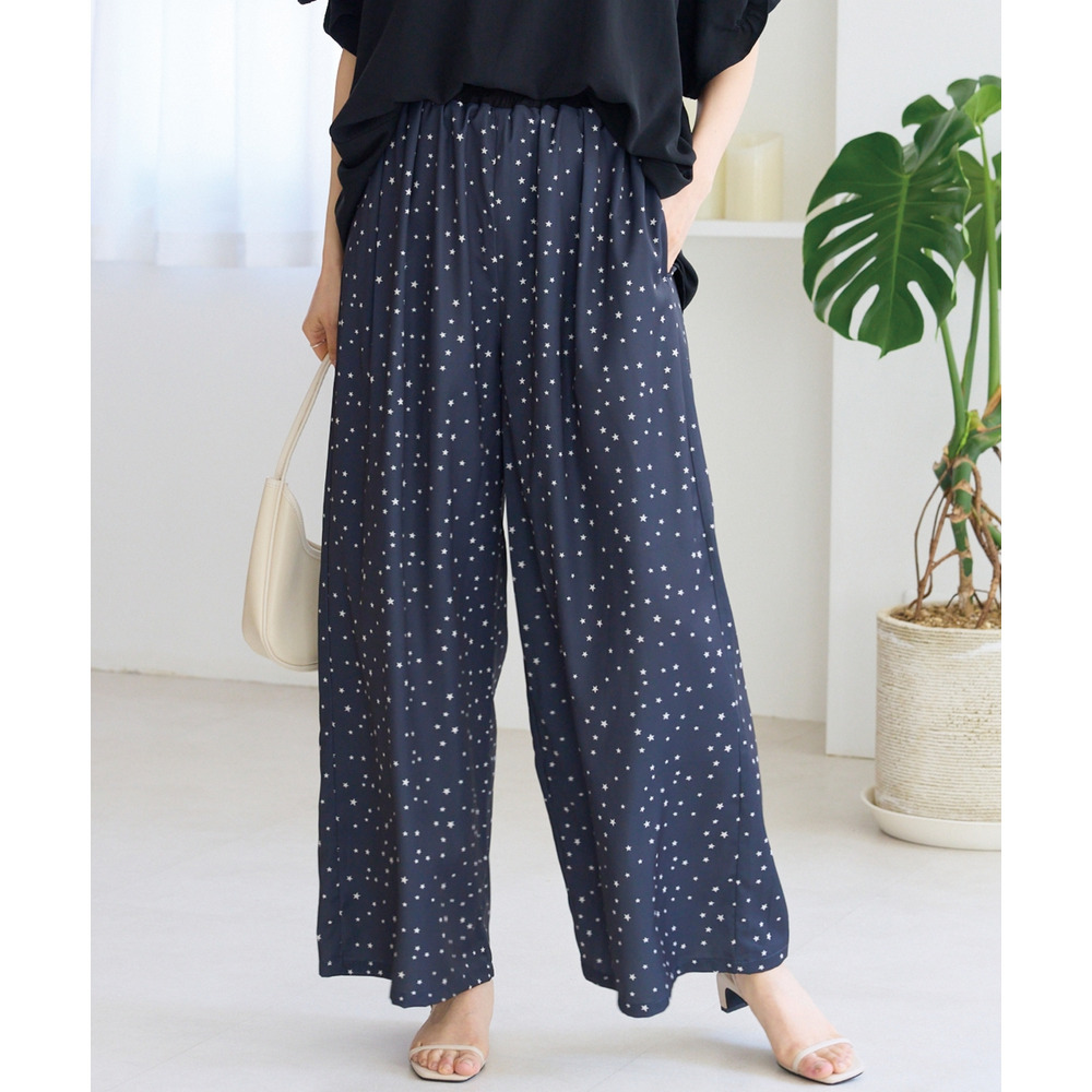 星柄ワイドパンツ　LL/3L/4L/5L　ラビアンジェ
