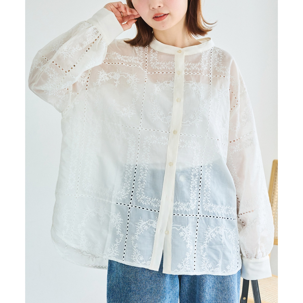 スクエア刺繍レースブラウス　LL/3L/4L/5L　春コーデ　ラビアンジェ