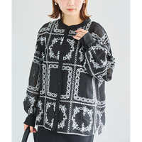 スクエア刺繍レースブラウス　LL/3L/4L/5L　春コーデ　ラビアンジェ