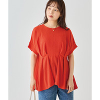 【洗える】楊柳ストレッチタックブラウス