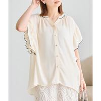 ジョーゼットバイカラーブラウス　LL/3L/4L/5L　ラビアンジェ