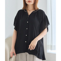 ジョーゼットバイカラーブラウス　LL/3L/4L/5L　ラビアンジェ