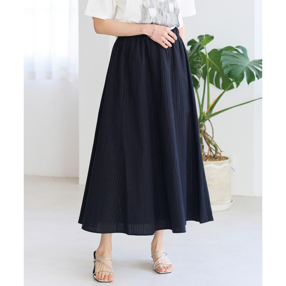 ラメストライプフレアスカート　LL/3L/4L　ラビアンジェ