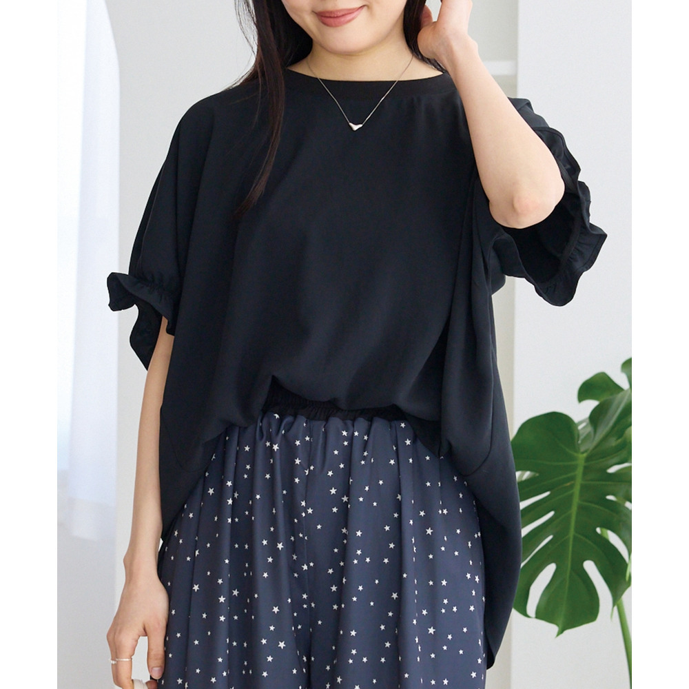 ストレッチジョーゼットTブラウス　LL/3L/4L/5L　ラビアンジェ