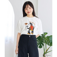【Disney】別注 ＜ミッキー＞ウエスタン フロッキーバックロゴTシャツ　LL/3L/4L/5L　ラビアンジェ