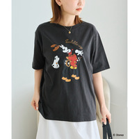 【Disney】別注 ＜ミッキー＞ウエスタン フロッキーバックロゴTシャツ　LL/3L/4L/5L　ラビアンジェ