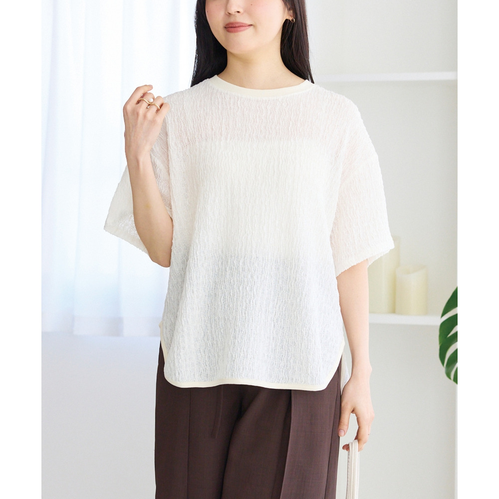 楊柳ラウンドヘムカットプルオーバー　LL/3L/4L/5L　ラビアンジェ