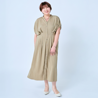 【アンバサダー企画】　ウエストタックスキッパーワンピース　大きいサイズレディース