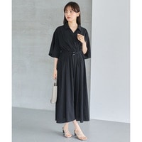 袖スリットカシュクールフレアワンピース　LL/3L/4L　ラビアンジェ