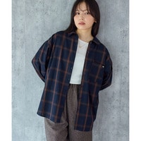 【定番】オンブレーチェックレギュラーカラーシャツ｜羽織り/冷房対策/着回し/大人カジュアル　LL/3L/4L/5L　ラビアンジェ