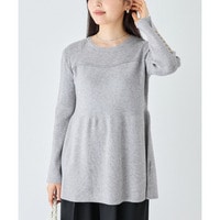 ビスチェレイヤード風ペプラムニット｜ゴールドボタン/体型カバー/きれいめ/リブニット　3L/4L　ラビアンジェ