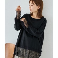 レース切替プルオーバー｜レイヤード/重ね着/大人フェミニン/体型カバー　LL/3L/4L/5L　ラビアンジェ