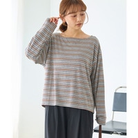 マルチボーダーボートネックプルオーバー｜長袖/カットソー/ゆったり/大人カジュアル　LL/3L/4L/5L　ラビアンジェ