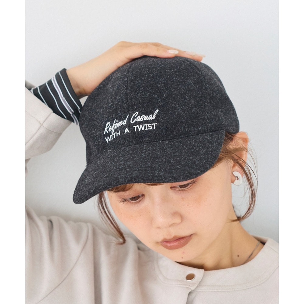 ライトメルトン刺繍ロゴキャップ｜深め/サイズ調整/秋冬/大人カジュアル/アメカジ/トラッド　ラビアンジェ