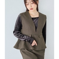 Vネックペプラムワンピース｜ジャンパースカート/体型カバー/きれいめ/大きいサイズ　LL/3L/4L/5L　ラビアンジェ
