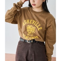 カレッジロゴプリントロンT｜綿100％/ゆったり/大きいサイズ/長袖Tシャツ　LL/3L/4L　ラビアンジェ