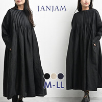 麻素材で魅せるナチュラルな存在感テレコピンタックワンピース