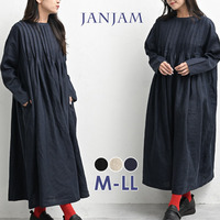 麻素材で魅せるナチュラルな存在感テレコピンタックワンピース