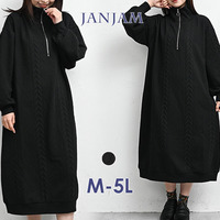 ぬくもりのあるケーブル柄ハーフジップワンピース