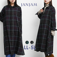 季節感を楽しむチェック柄起毛シャツワンピース