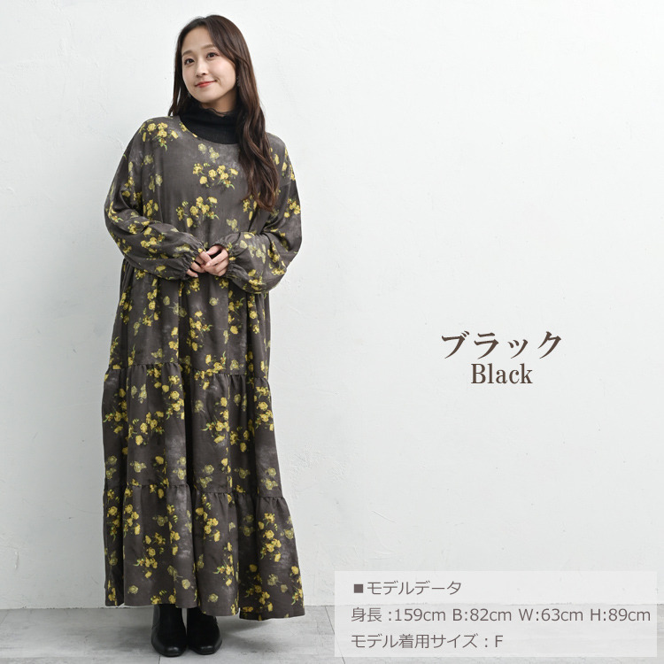 一枚で華やかに決まるぼかし花柄マキシワンピース11