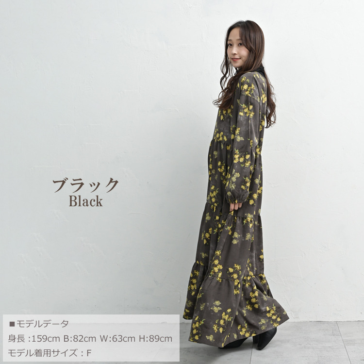一枚で華やかに決まるぼかし花柄マキシワンピース12