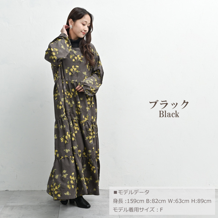 一枚で華やかに決まるぼかし花柄マキシワンピース13