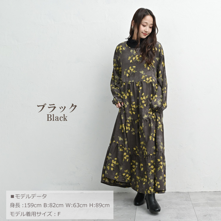 一枚で華やかに決まるぼかし花柄マキシワンピース16